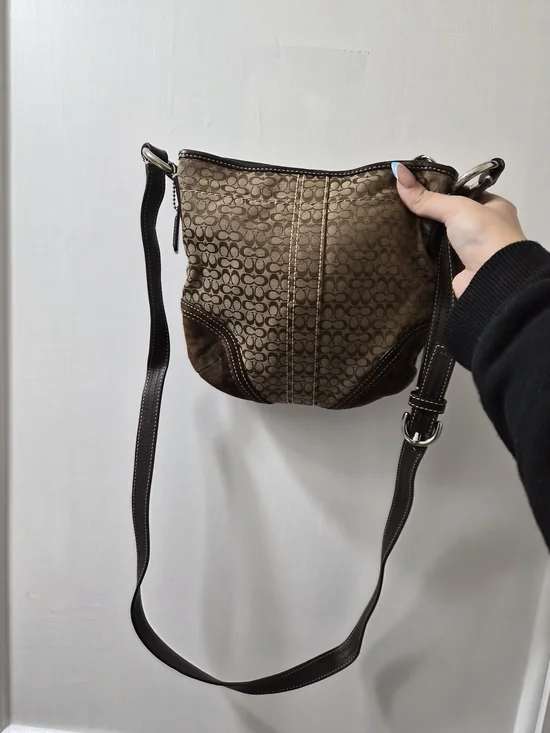 Coach Monogram Crossbody Bag in Brown and Dark Brown - Picture 3 of 4